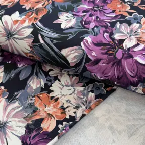 Sweaterstof Flower Luna navy digital print