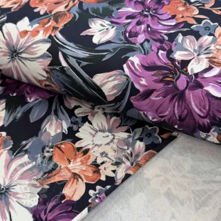 Sweaterstof Flower Luna navy digital print