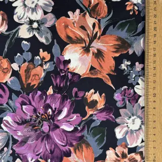 Sweaterstof Flower Luna navy digital print
