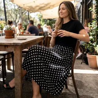 Viskóza RADIANCE Polka dot black