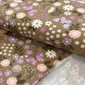 Sweaterstof Flowers Azriel camel