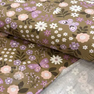 Sweaterstof Flowers Azriel camel