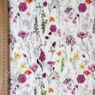Katoenen stof VOILE Emily flowers digital print