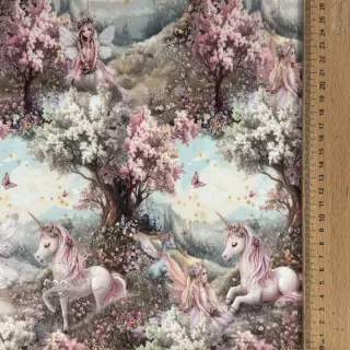 Geruwde sweaterstof Fairy tales digital print