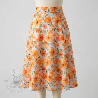 Katoenen stof VOILE Sarah flowers digital print