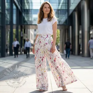 Katoenen stof VOILE Emily flowers digital print