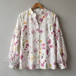 Katoenen stof VOILE Emily flowers digital print