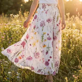 Katoenen stof VOILE Emily flowers digital print