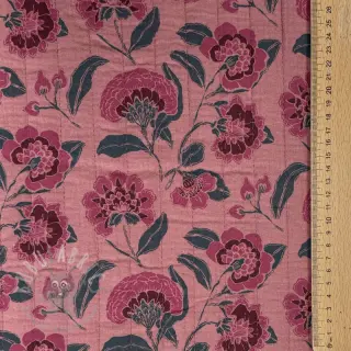 Dubbelgaas/mousseline STEPPED Flowers mauve
