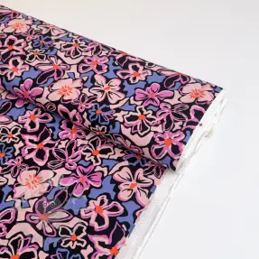 Viscose STRETCH Flowers Junie black