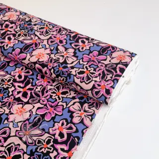 Viscose STRETCH Flowers Junie black