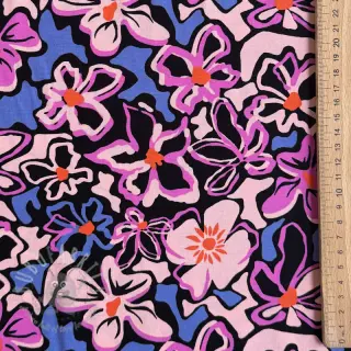 Viscose STRETCH Flowers Junie black
