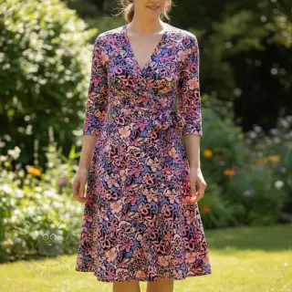Viscose STRETCH Flowers Junie black