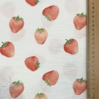 Dubbelgaas/mousseline Strawberries digital print