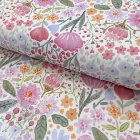 Dubbelgaas/mousseline Flowers pink dream digital print