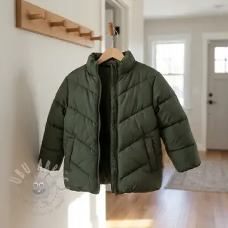 Gewatteerde stof ZIG ZAG army green