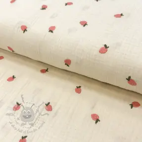 Dubbelgaas/mousseline EMBROIDERY Fruit peach SIMPLY NATURAL