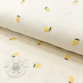 Dubbelgaas/mousseline EMBROIDERY Fruit yellow SIMPLY NATURAL