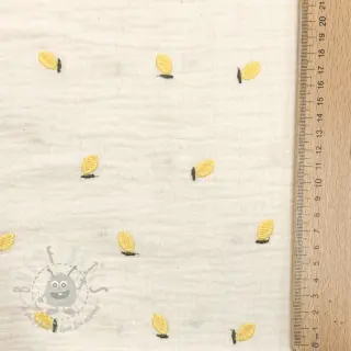 Dubbelgaas/mousseline EMBROIDERY Fruit yellow SIMPLY NATURAL
