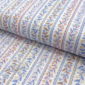 Dubbelgaas/mousseline Leaves in stripes digital print ORGANIC