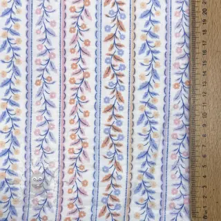 Dubbelgaas/mousseline Leaves in stripes digital print ORGANIC