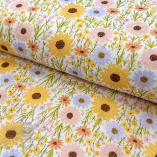 Dubbelgaas/mousseline Flowers Hot summer digital print