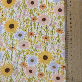 Dubbelgaas/mousseline Flowers Hot summer digital print