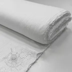 Dubbelgaas/mousseline BORDER Helene white