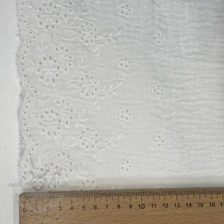 Dubbelgaas/mousseline BORDER Helene white