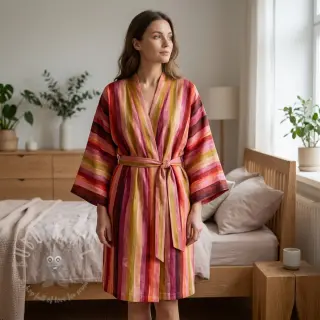 Viscose RADIANCE Stripes burgundy digital print