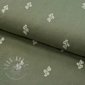 Dubbelgaas/mousseline EMBROIDERY Cactus green