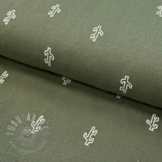 Dubbelgaas/mousseline EMBROIDERY Cactus green