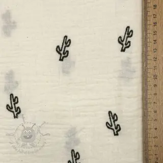 Dubbelgaas/mousseline EMBROIDERY Cactus SIMPLY NATURAL