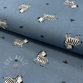 Katoenen stof FLANNEL Zebras blue