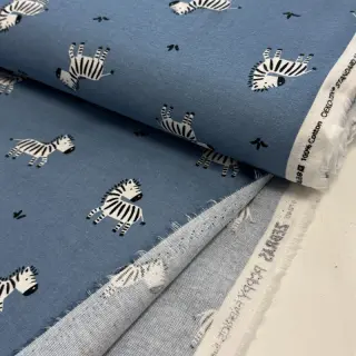 Bavlnená látka FLANNEL Zebras blue