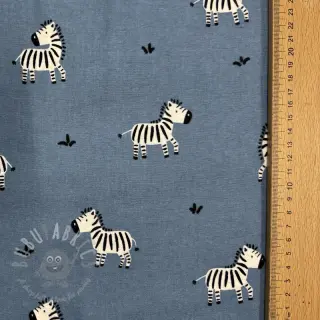 Katoenen stof FLANNEL Zebras blue