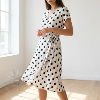 Viscose RADIANCE Polka BIG dot white