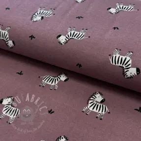 Katoenen stof FLANNEL Zebras mauve