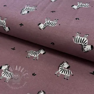Katoenen stof FLANNEL Zebras mauve