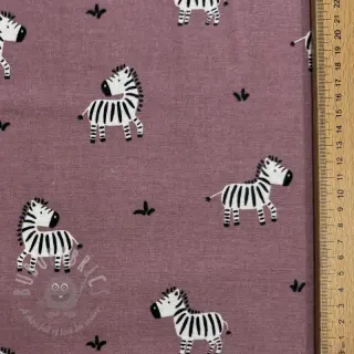 Katoenen stof FLANNEL Zebras mauve