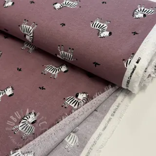 Katoenen stof FLANNEL Zebras mauve