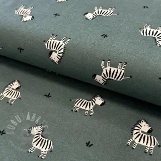 Katoenen stof FLANNEL Zebras green