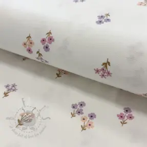 Katoenen stof FLANNEL Flowers white
