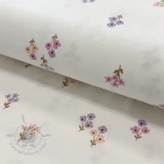 Katoenen stof FLANNEL Flowers white