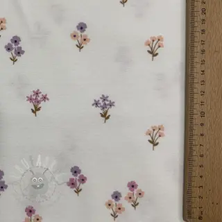 Katoenen stof FLANNEL Flowers white