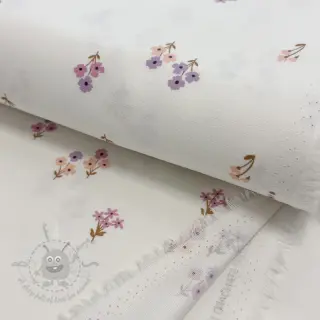 Katoenen stof FLANNEL Flowers white
