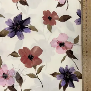 Katoenen stof VISCOSE Flowers offwhite digital print
