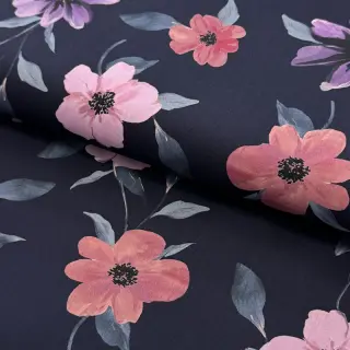 Bavlnená látka VISCOSE Flowers navy digital print