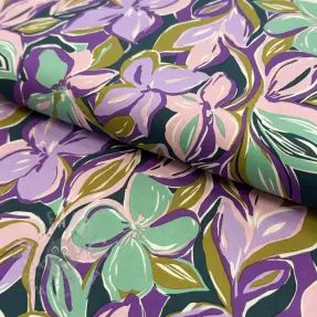 Katoenen stof VISCOSE Flowers cobalt