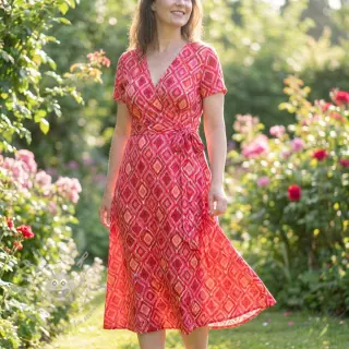 Viscose RADIANCE Abstract red digital print